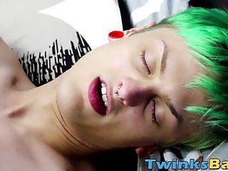 Twink Sucks Off His Green Haired Friend And Rides Him Raw free video