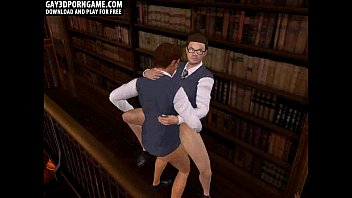 Horny 3D Cartoon Hunk Gets Fucked In The Library free video
