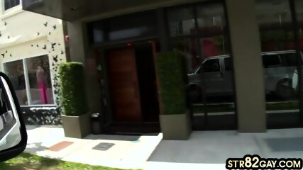 Str8 Blindfolded Guy Tricked And Sucked In The Van By Stud